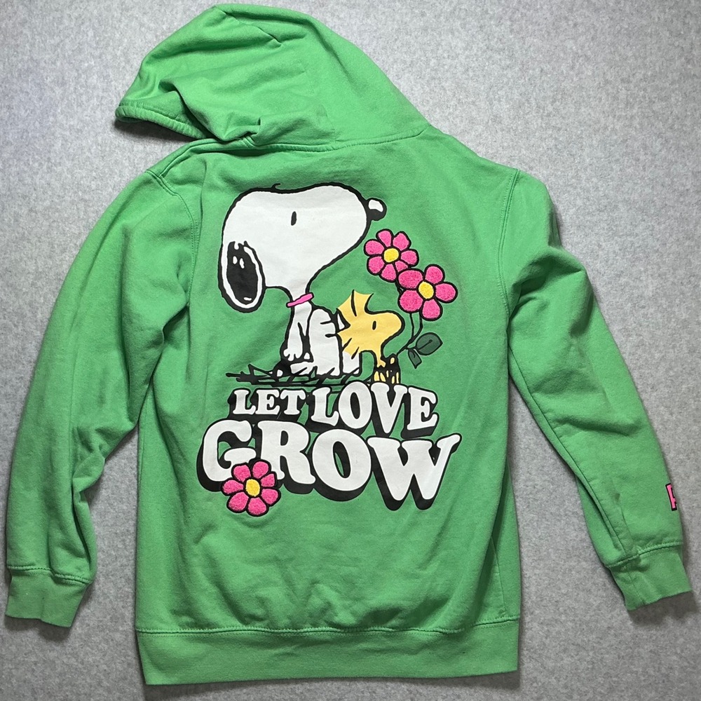 Freeze Peanuts Snoopy Let Love Grow Green Hoodie Sweatshirt Small 4-6 - Picture 6 of 6